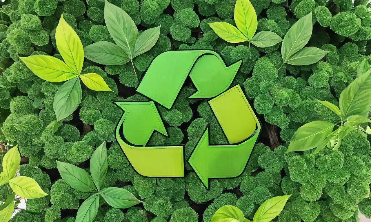 Embalaje ecológico, materiales reciclables, iconos de logotipo sostenible