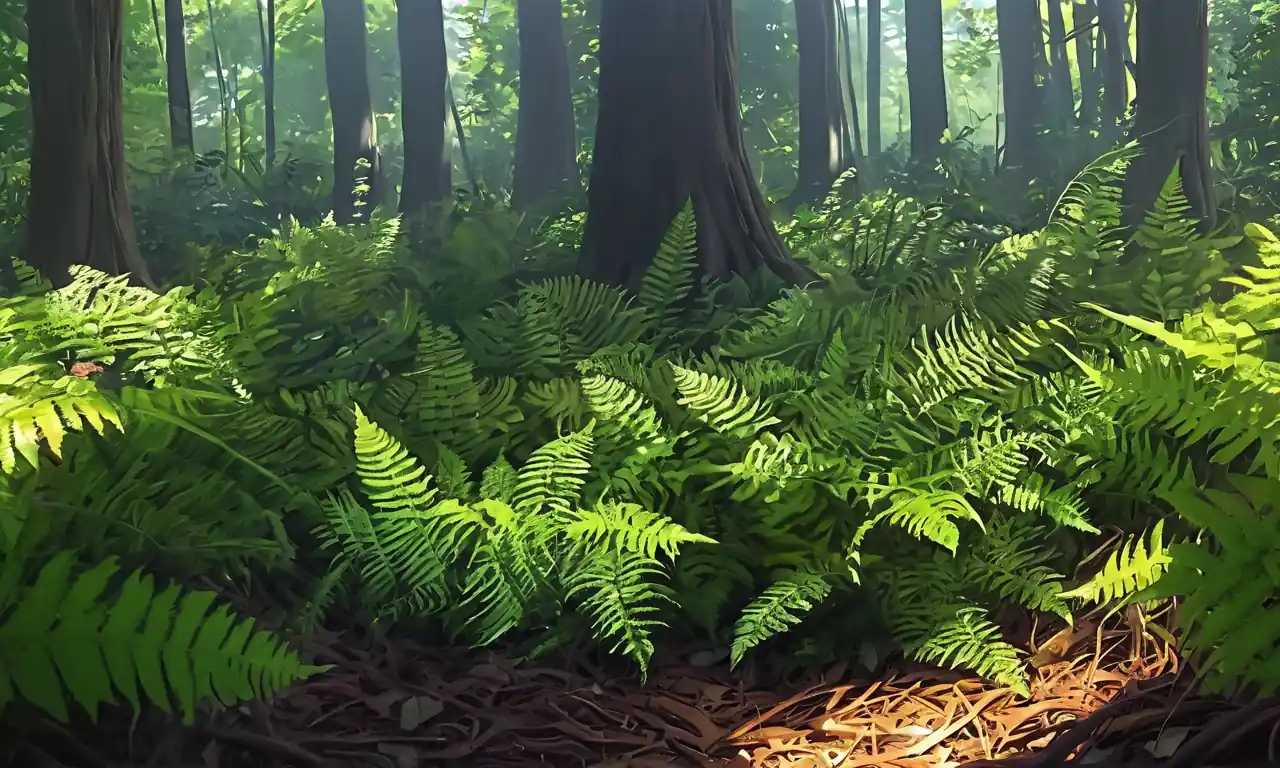 Árboles de bosque maduro, follaje verde, valle de la miseria, estacas de madera