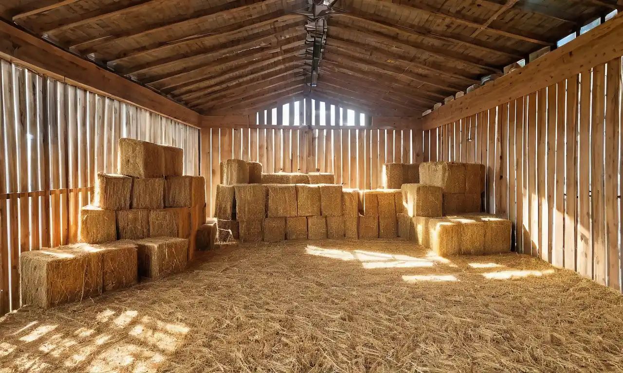 Bolígrafos limpios, exuberante vegetación, cerradura rústica, abundante almacenamiento de alimentos