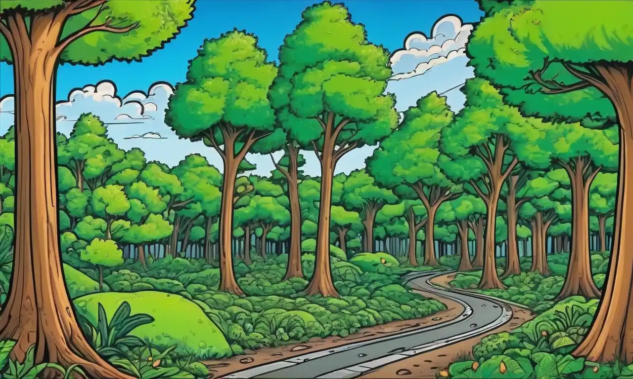 Árboles, paisaje verde, equipo forestal sostenible, símbolos de igualdad