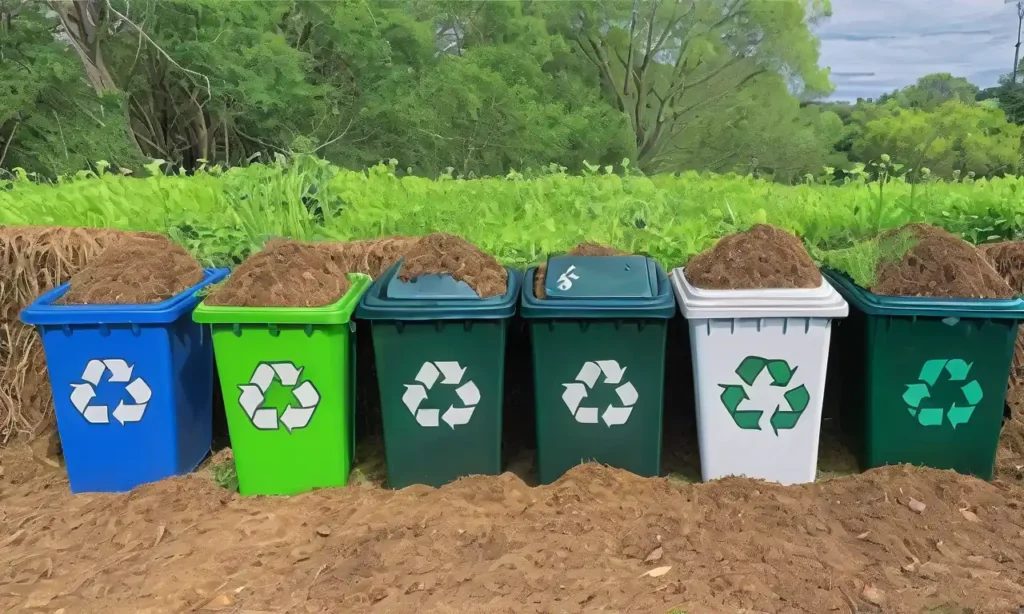 Cubos de reciclaje verdes