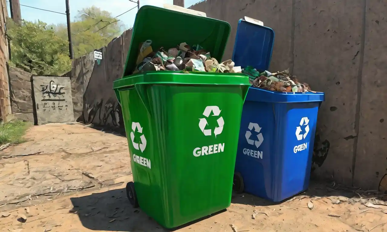 Lombrices de viento, suelo, litro de hoja, cubos de compost, brotes verdes creciendo