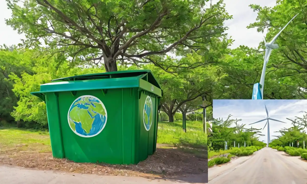 Embalaje ecológico, papel de reciclaje, fondo de hoja verde