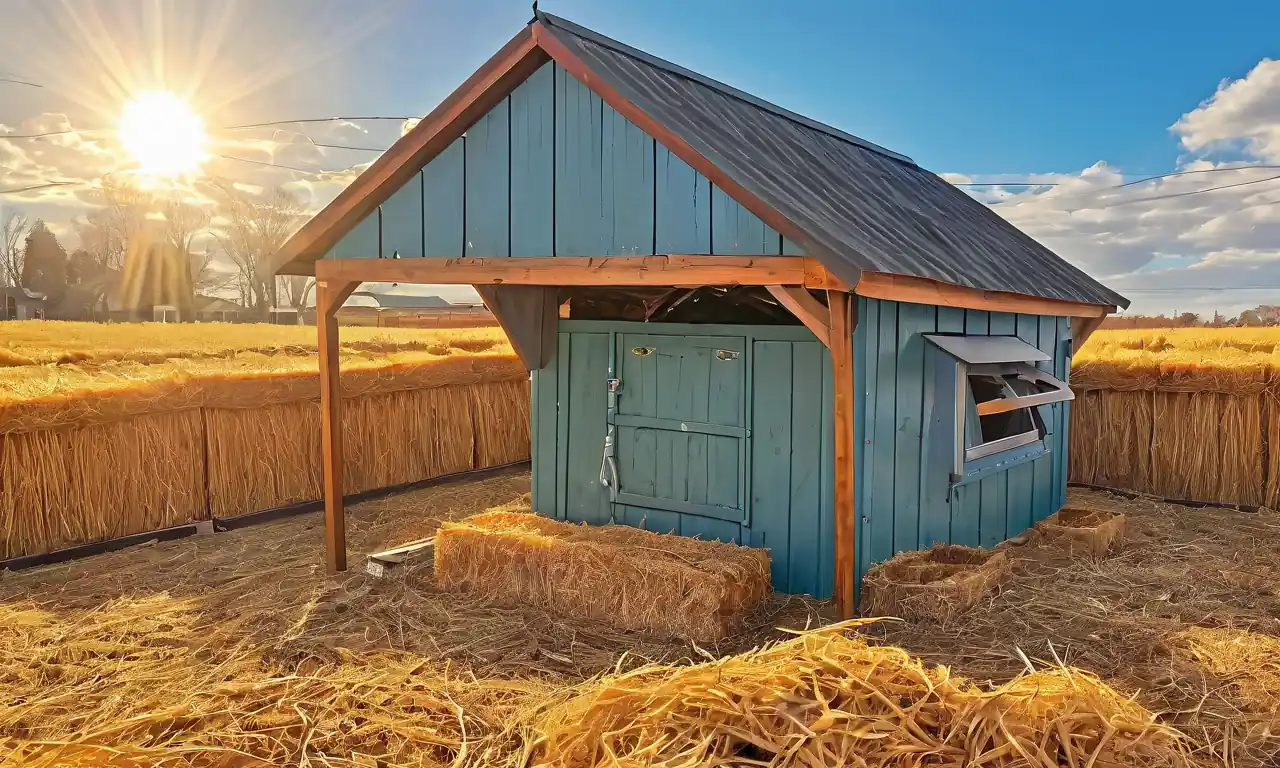 Modernos edificios agrícolas, medidores de temperatura, sistemas automatizados de alimentación, ventilación natural