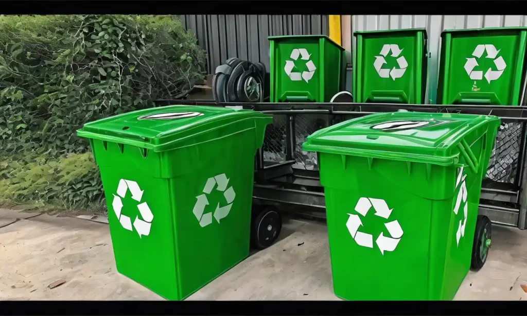 Papelera de reciclaje verde